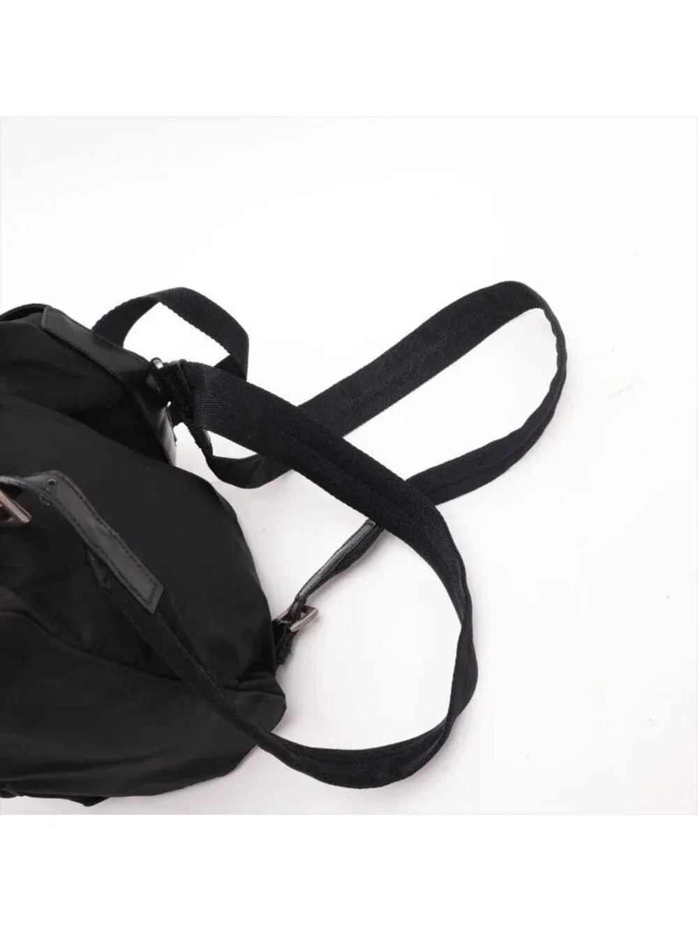 Prada Tessuto Nylon Triangle Logo Leather Backpack Shoulder Bag